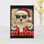 Six Seven 67 Meme Dog Funny Chistmas Men Women Boy Kaart (Gele Bloem)