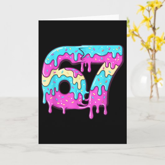 Six Seven 67 Meme Druipend Nummer 67 Ijs  Kaart (Gele Bloem)