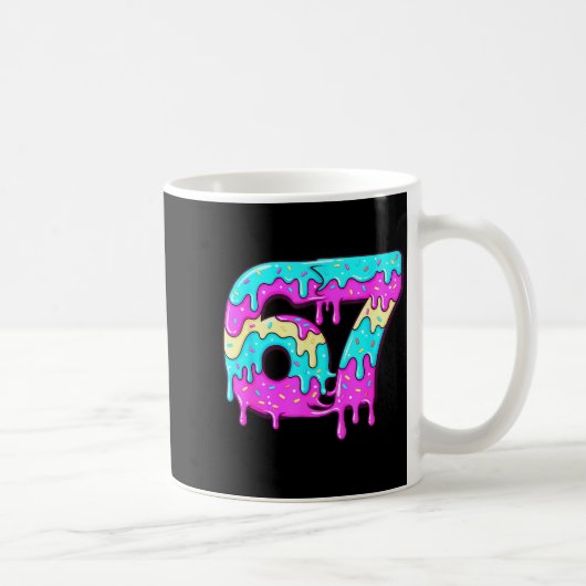 Six Seven 67 Meme Druppelend Nummer 67 Ijs  Koffiemok (Rechts)