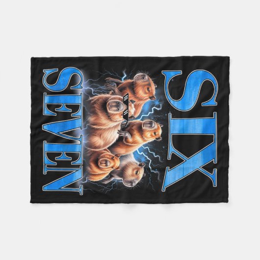 Six Seven 67 Meme Funny Capybara Bootleg Graphic  Fleece Deken (Voorkant (Horizontaal))