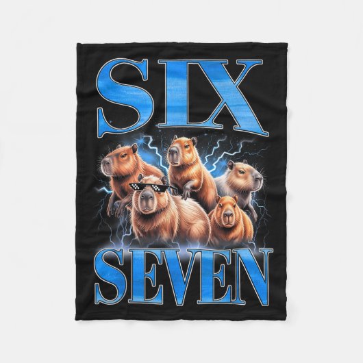 Six Seven 67 Meme Funny Capybara Bootleg Graphic Fleece Deken (Voorkant)