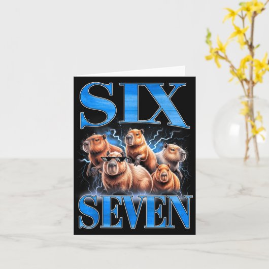 Six Seven 67 Meme Funny Capybara Bootleg Graphic  Kaart (Gele Bloem)