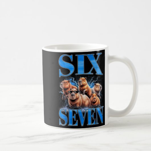 Six Seven 67 Meme Funny Capybara Bootleg Graphic  Koffiemok (Rechts)