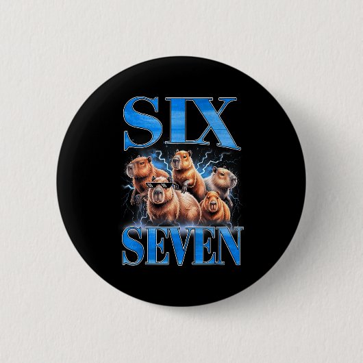 Six Seven 67 Meme Funny Capybara Bootleg Graphic  Ronde Button 5,7 Cm (Voorkant)