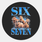 Six Seven 67 Meme Funny Capybara Bootleg Graphic  Ronde Sticker (Voorkant)