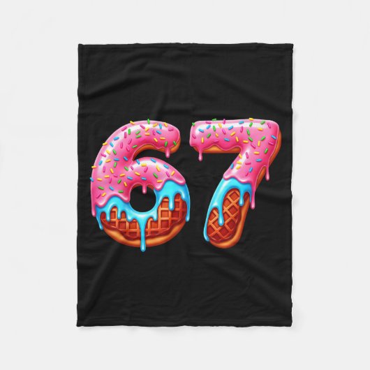 Six Seven 67 Meme Funny Donut Ice Cream Drip Numbe Fleece Deken (Voorkant)