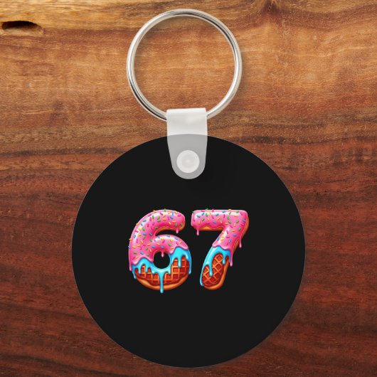 Six Seven 67 Meme Funny Donut Ice Cream Drip Numbe Sleutelhanger (Voorkant)
