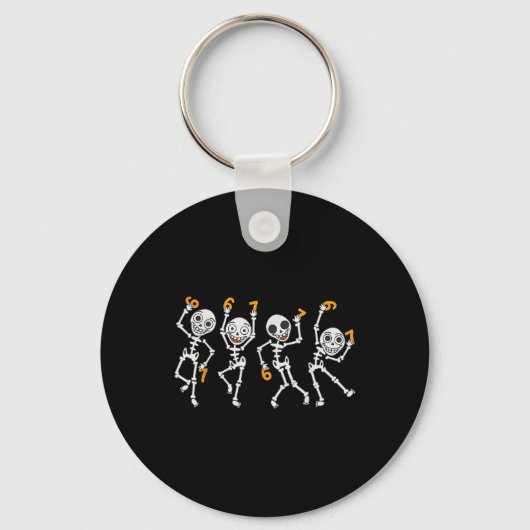 Six Seven 67 Meme Funny Halloween Dancing Skeleton Sleutelhanger (Voorkant)