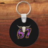 Six Seven 67 Meme Funny Western Cowboy Bull Skull  Sleutelhanger (Voorkant)