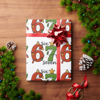 Six Seven 67 Meme Funny Xmas Christmas Cadeaupapier