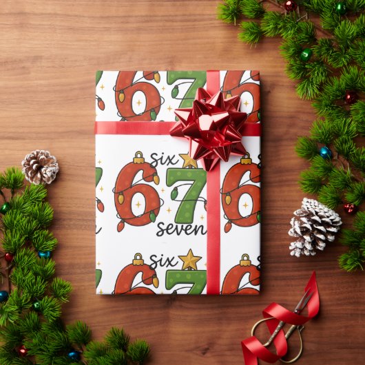 Six Seven 67 Meme Funny Xmas Christmas Cadeaupapier (Feestdagen Geschenken)
