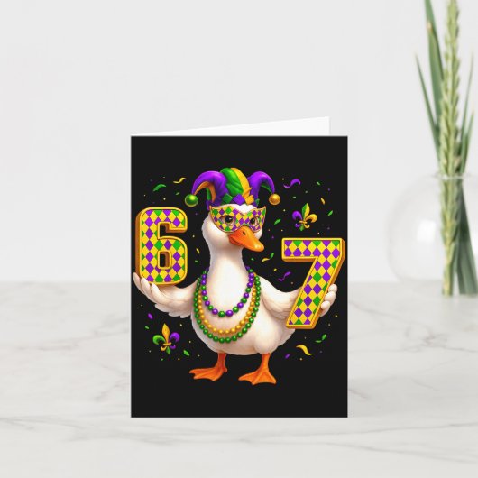 Six Seven 67 Meme Goose With Jester Hat &amp; Bead Kaart (Voorkant)