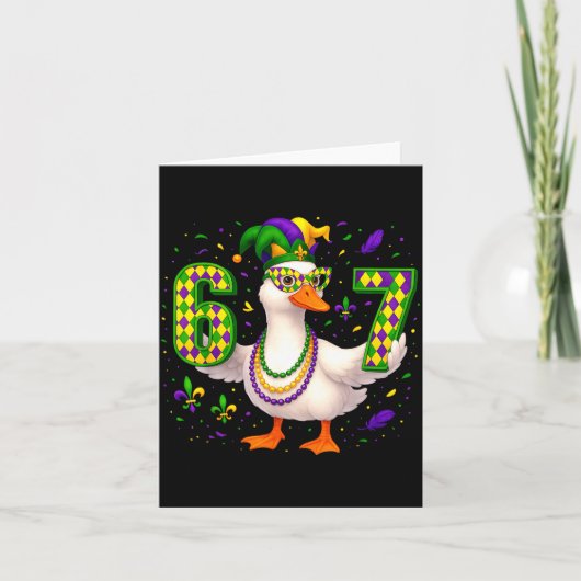 Six Seven 67 Meme Goose With Jester Hat &amp; Bead Kaart (Voorkant)