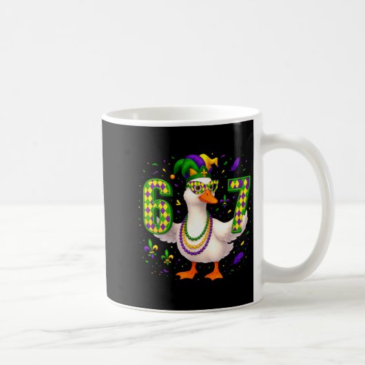 Six Seven 67 Meme Goose With Jester Hat &amp; Bead Koffiemok (Rechts)
