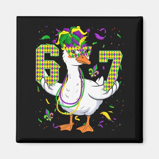 Six Seven 67 Meme Goose With Jester Hat &amp; Bead Magneet (Voorkant)