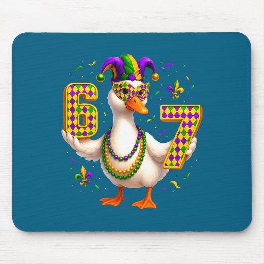Six Seven 67 Meme Goose With Jester Hat & Bead Muismat (Voorkant)