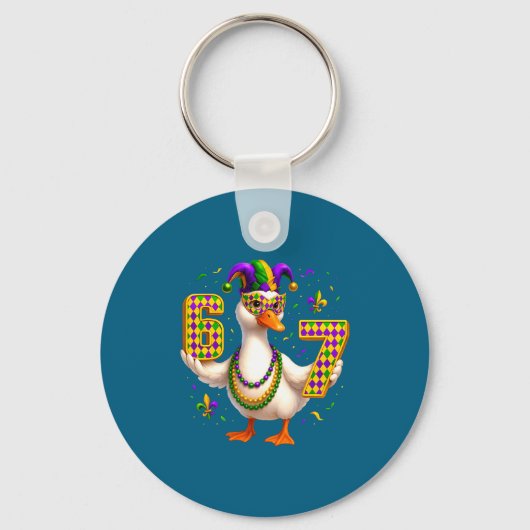 Six Seven 67 Meme Goose With Jester Hat &amp; Bead Sleutelhanger (Voorkant)