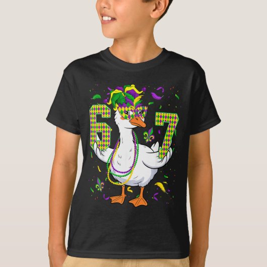 Six Seven 67 Meme Goose With Jester Hat &amp; Bead T-shirt (Voorkant)