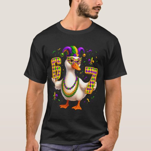Six Seven 67 Meme Goose With Jester Hat &amp; Bead T-shirt (Voorkant)
