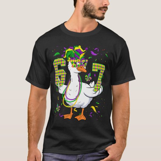 Six Seven 67 Meme Goose With Jester Hat &amp; Bead T-shirt (Voorkant)