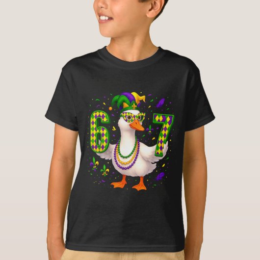 Six Seven 67 Meme Goose With Jester Hat &amp; Bead T-shirt (Voorkant)