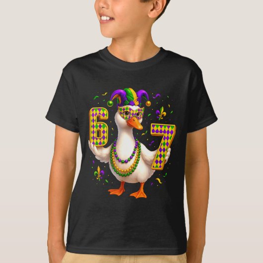 Six Seven 67 Meme Goose With Jester Hat &amp; Bead T-shirt (Voorkant)