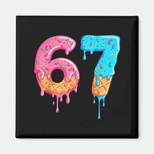 Six Seven 67 Meme Ice Cream Drip Funny  Magneet (Voorkant)