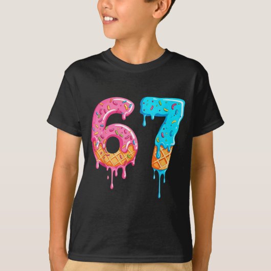 Six Seven 67 Meme Ice Cream Drip Funny  T-shirt (Voorkant)