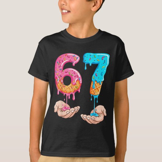 Six Seven 67 Meme Ice Cream Drip Funny  T-shirt (Voorkant)