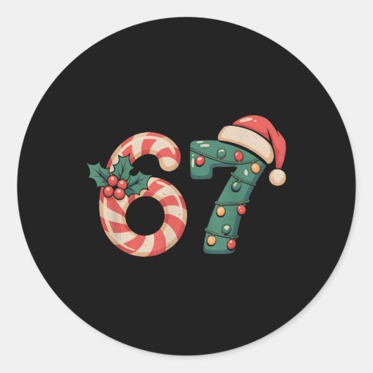 Six Seven 67 Meme Kerstmis  Ronde Sticker (Voorkant)