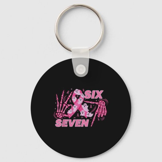 Six Seven 67 Meme Leuke Skelet Borstkanker Bewustz Sleutelhanger (Voorkant)