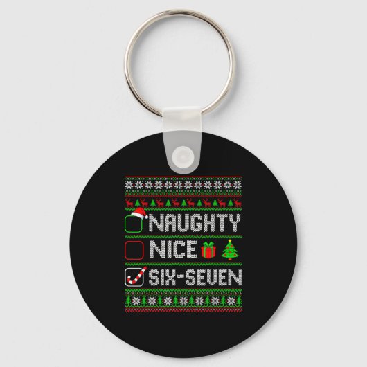 Six Seven 67 Meme Leuke Stoute Kerst Pyjama M Sleutelhanger (Voorkant)