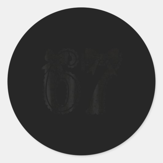 Six Seven 67 Meme Number 67 Coquette Bow Womens Gi Ronde Sticker (Voorkant)