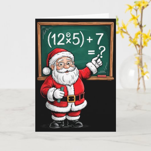Six Seven 67 Meme Santa Math Teacher Christmas Men Kaart (Gele Bloem)