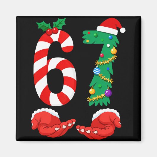 Six Seven 67 Meme Sinterklaas Kerst Vakantie Grapp Magneet (Voorkant)