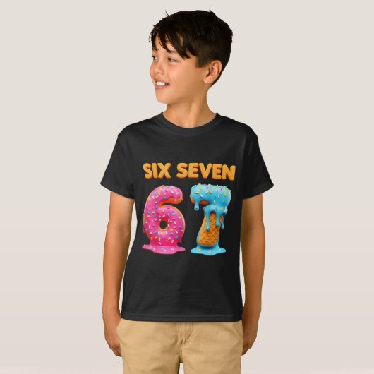 Six Seven 67 Number Meme Ice Cream Drip Gen Alpha T-shirt (Voorkant volledig)