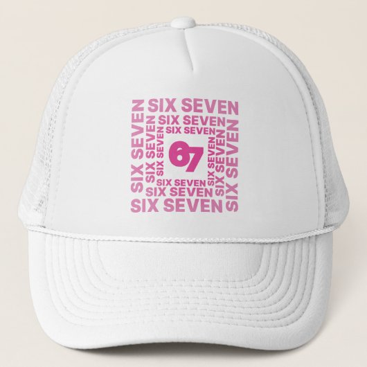 Six Seven 67 Roze Grafisch  Trucker Pet (Voorkant)