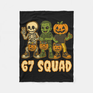Six Seven 67 Squad Skeleton Pumpkin Halloween Boys Fleece Deken