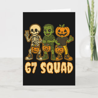 Six Seven 67 Squad Skeleton Pumpkin Halloween Boys Kaart
