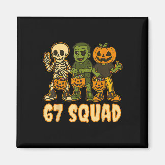 Six Seven 67 Squad Skeleton Pumpkin Halloween Boys Magneet
