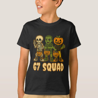 Six Seven 67 Squad Skeleton Pumpkin Halloween Boys T-shirt