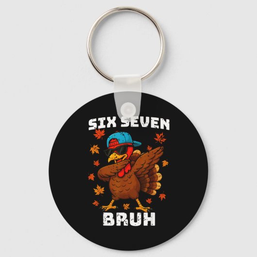Six Seven 67 Thanksgiving grapjes Funny Dankbare T Sleutelhanger (Voorkant)