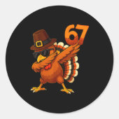 Six Seven 67 Thanksgiving Meme Funny Thankful Turk Ronde Sticker (Voorkant)