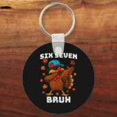 Six Seven 67 Thanksgiving Meme Funny Thankful Turk Sleutelhanger (Voorkant)