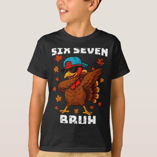 Six Seven 67 Thanksgiving Meme Funny Thankful Turk T-shirt (Voorkant)