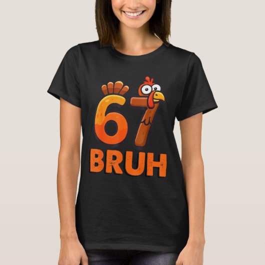 Six Seven 67 Thanksgiving Meme Funny Thankful Turk T-shirt (Voorkant)