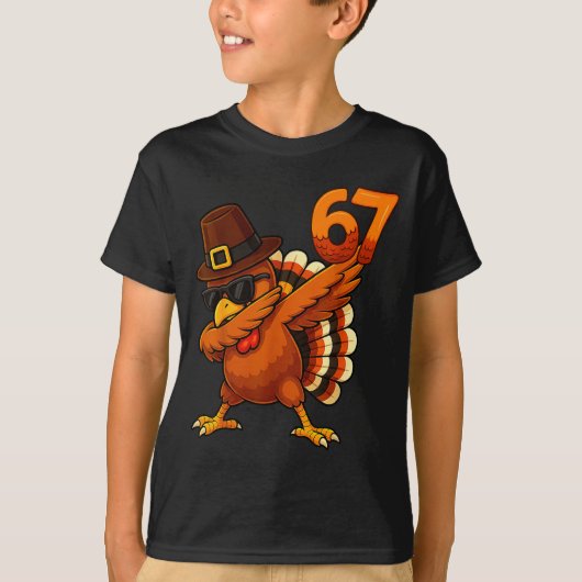 Six Seven 67 Thanksgiving Meme Funny Thankful Turk T-shirt (Voorkant)