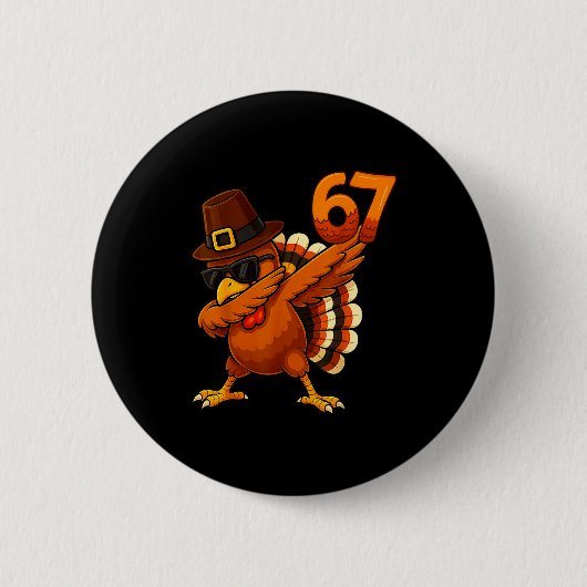 Six Seven 67 Thanksgiving-meme Grappige Dankbare T Ronde Button 5,7 Cm (Voorkant)