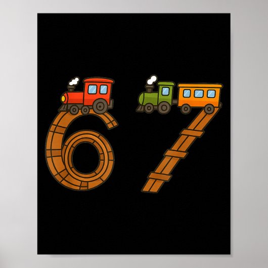 Six Seven 67 Train Tracks Trains Numbers 6 And 7 V Poster (Voorkant)