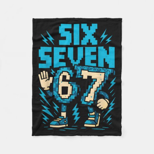 Six Seven 67 Xel Gamer Apparel Retro Block Style A Fleece Deken (Voorkant)